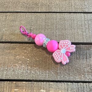 Pink Bow Keychain Charm